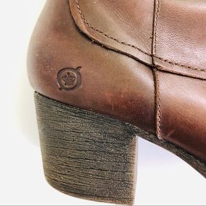 Born Shoes - Born Brown Leather Ankle Boots Heeled Booties Born Shoes - Born Brown Leather Ankle Boots Heeled Booties